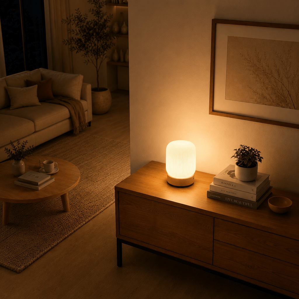 Rise-Light bois Origami Tischlampe LED, Design Tischleuchte modern