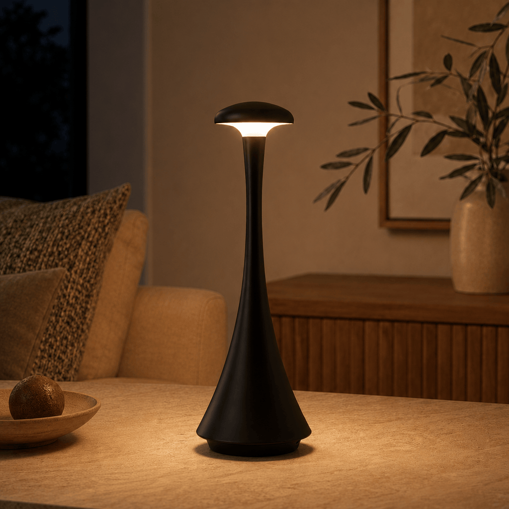 Rise-Light Kabellose LED Tischlampe mit Akku, Touch dimmbar, 3 Lichtfarben, Aluminium