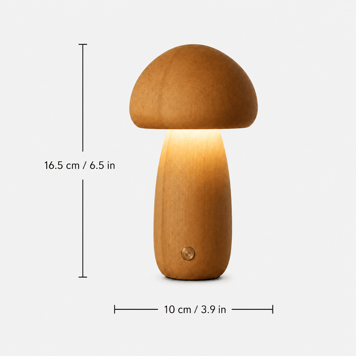Rise-Light bois / Modell A LED Pilz Tischlampe Holz, Dimmbar, Kabellos, Akku, USB