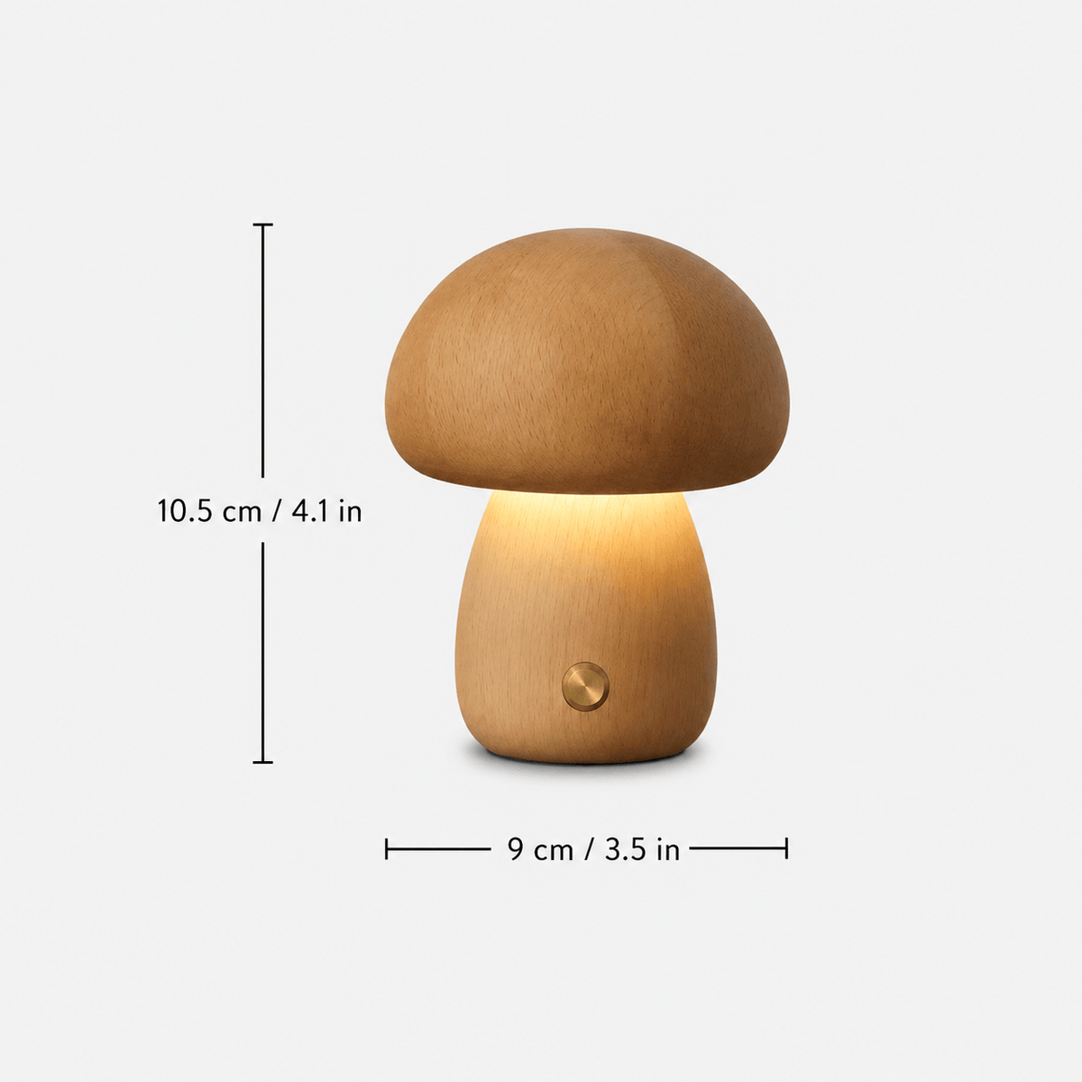 Rise-Light bois / Modell B LED Pilz Tischlampe Holz, Dimmbar, Kabellos, Akku, USB