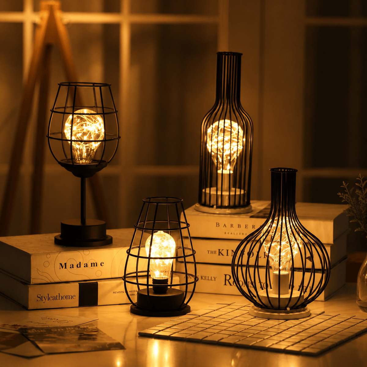 Rise-Light Kabellose LED Tischlampe batteriebetrieben, Dimmbar, Skandinavisches Design