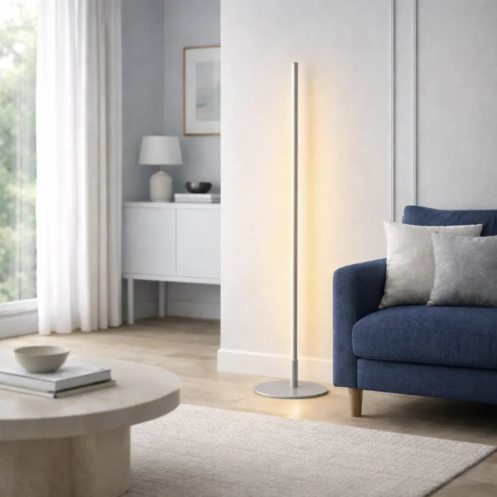 Rise-Light Silber Stehlampe dimmbar