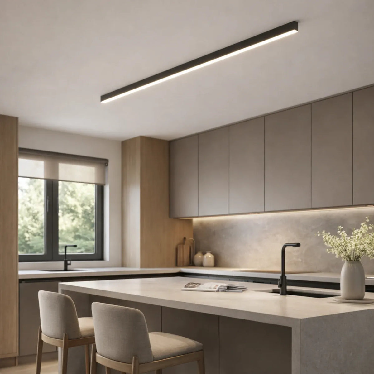 Rise-Light Schwarz / 60 cm Deckenleuchte Modern Suora