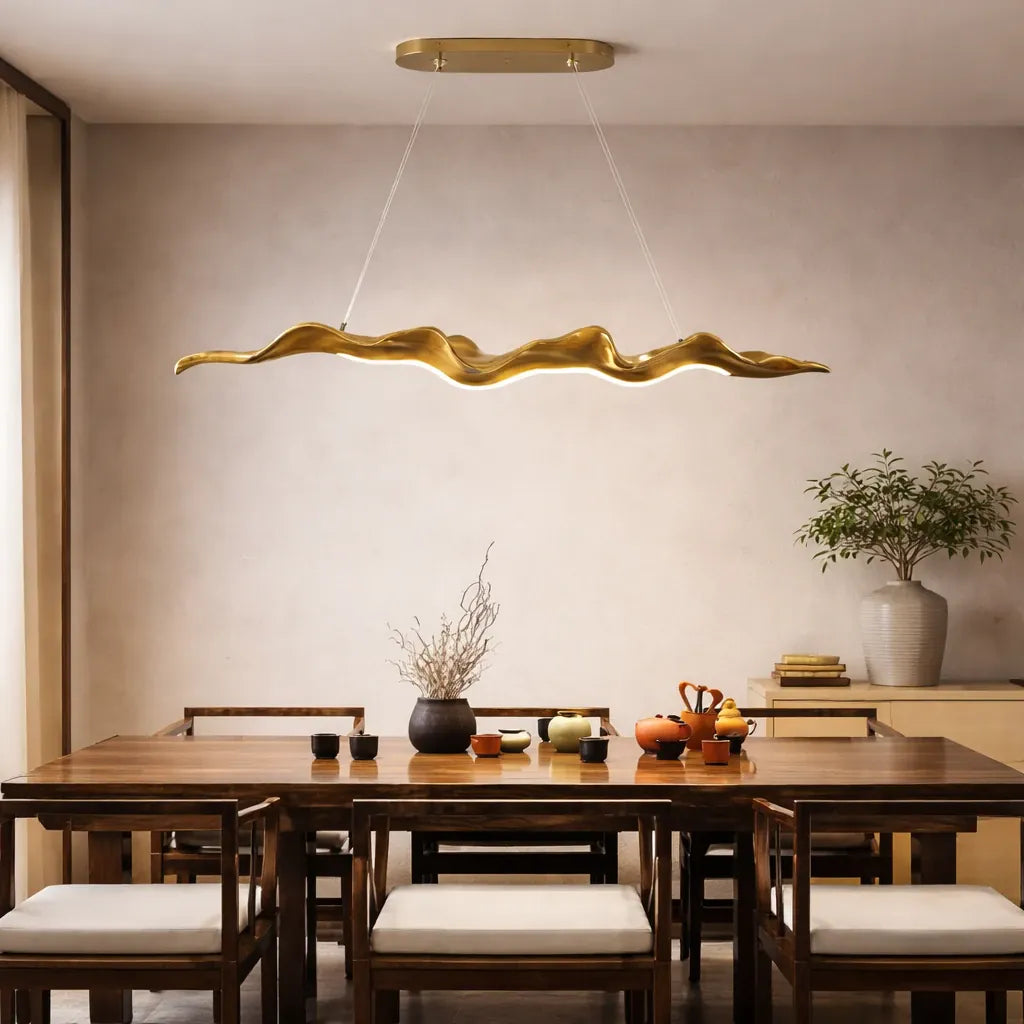 Rise-Light Gold / 80 cm Hängeleuchte für Esstische im japanischen Stil