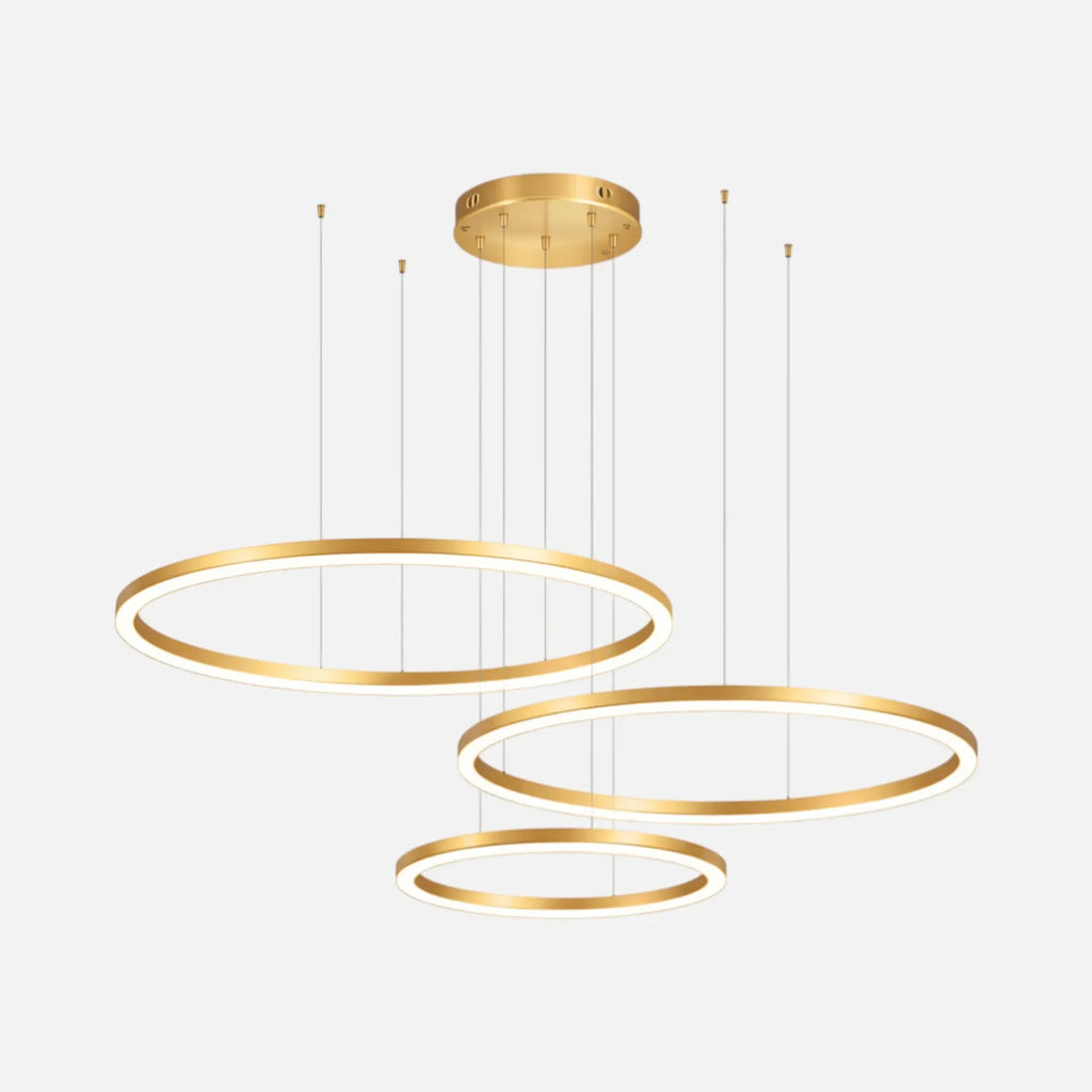 Rise-Light Gold / 3 Ringe Höhenverstellbare pendelleuchten