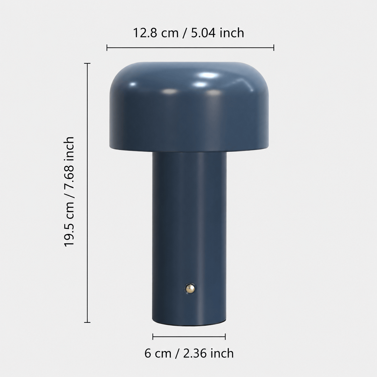 Rise-Light bleu gris Kabellose LED-Pilzlampe, batteriebetrieben, per Knopfdruck dimmbar, IP65