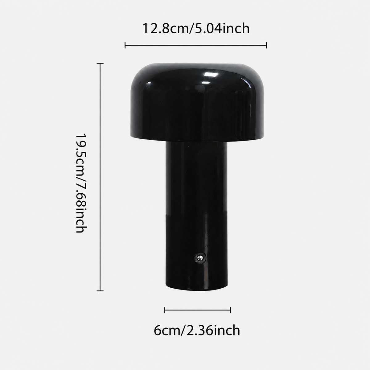 Rise-Light Schwarz Kabellose LED-Pilzlampe, batteriebetrieben, per Knopfdruck dimmbar, IP65