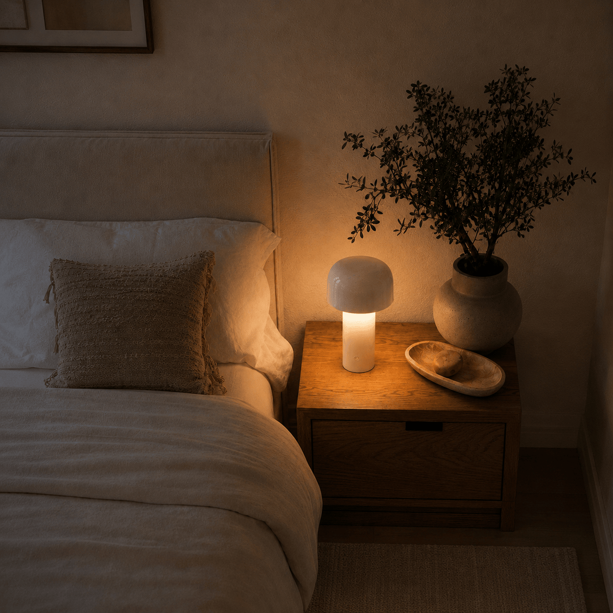 Rise-Light Kabellose LED-Pilzlampe, batteriebetrieben, per Knopfdruck dimmbar, IP65