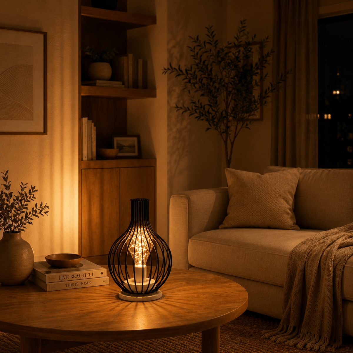 Rise-Light Kabellose LED Tischlampe batteriebetrieben, Dimmbar, Skandinavisches Design