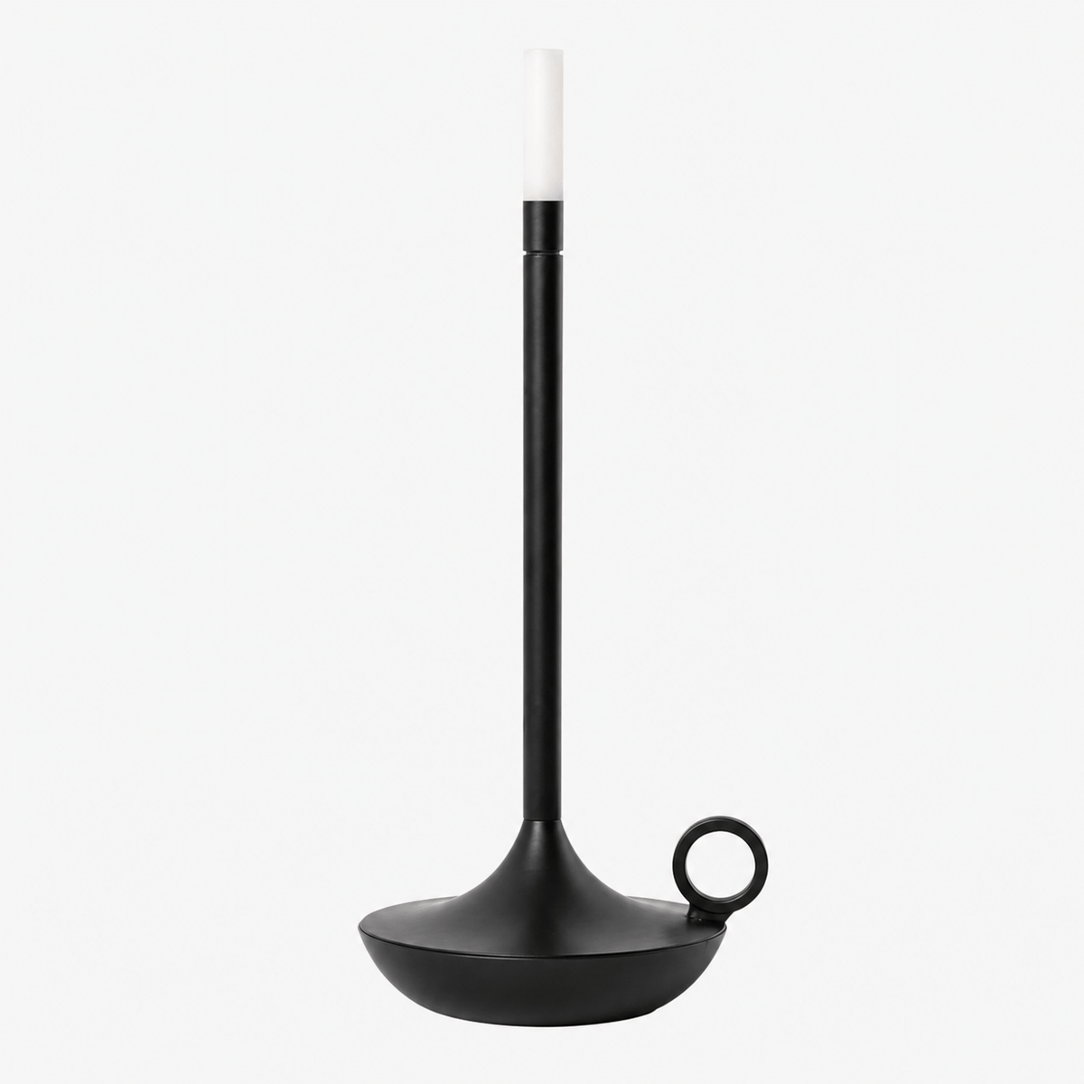 Rise-Light Schwarz Kabellose LED Tischlampe dimmbar, Skandinavische Kerzenhalter Lampe