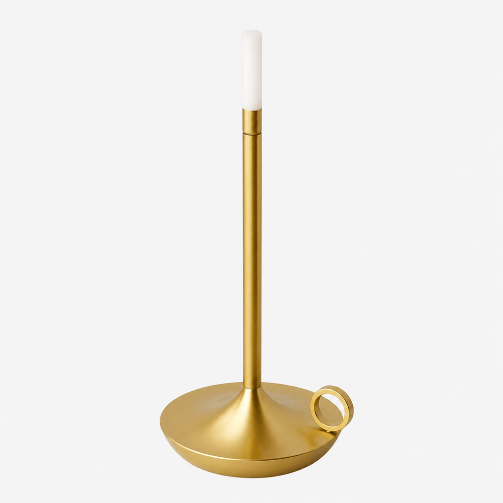 Rise-Light Gold Kabellose LED Tischlampe dimmbar, Skandinavische Kerzenhalter Lampe