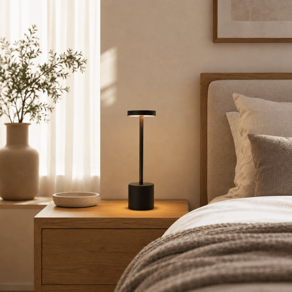 Rise-Light Kabellose LED Tischlampe Metall, Akku, Touch dimmbar