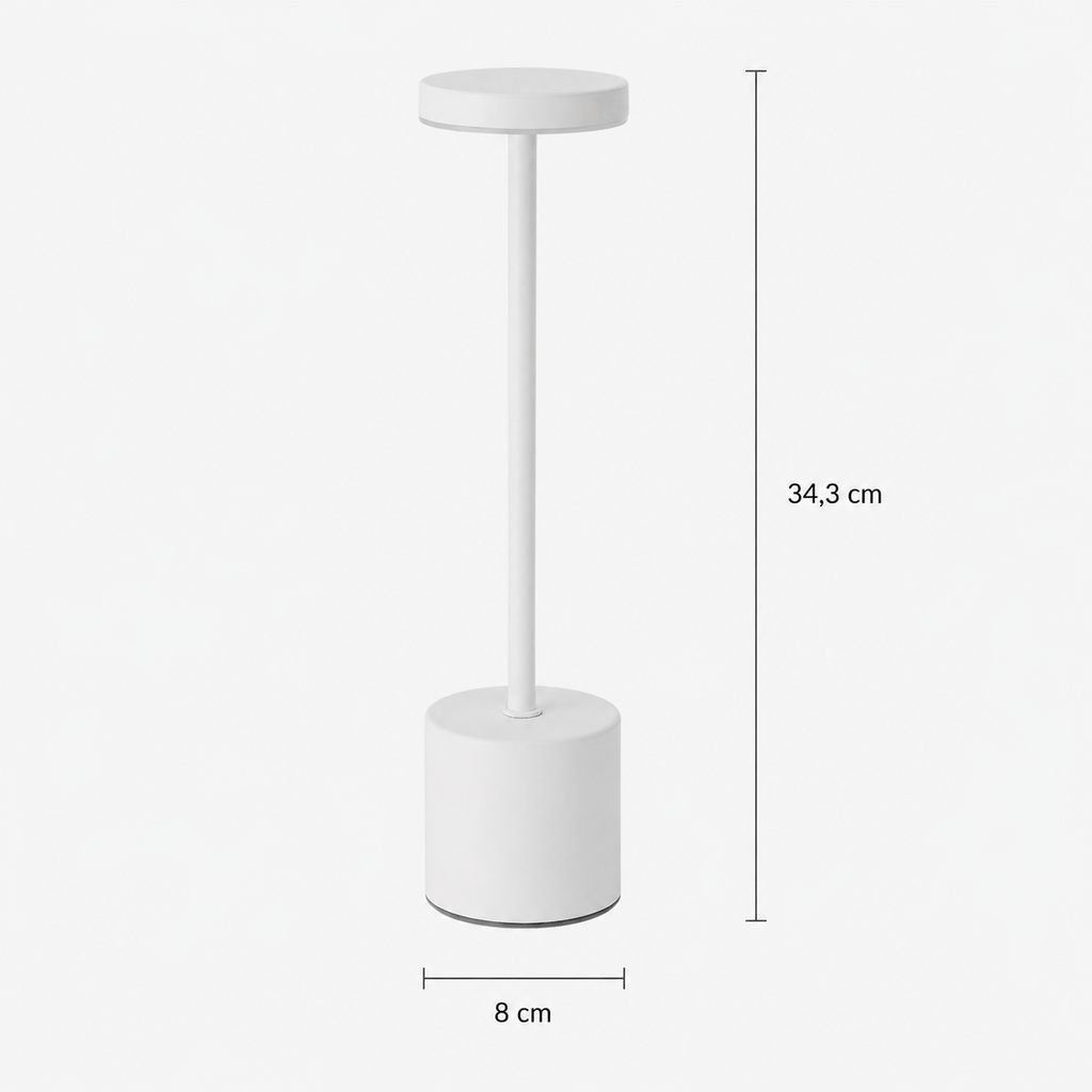 Rise-Light warmweiß Kabellose LED Tischlampe Metall, Akku, Touch dimmbar