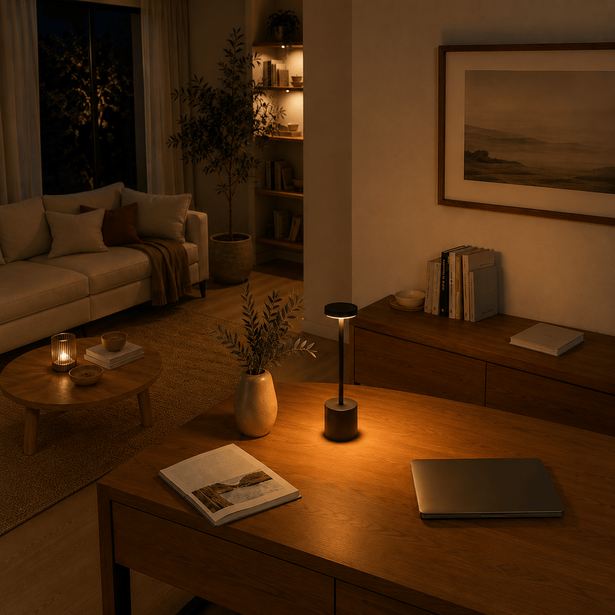 Rise-Light Kabellose LED Tischlampe Metall, Akku, Touch dimmbar