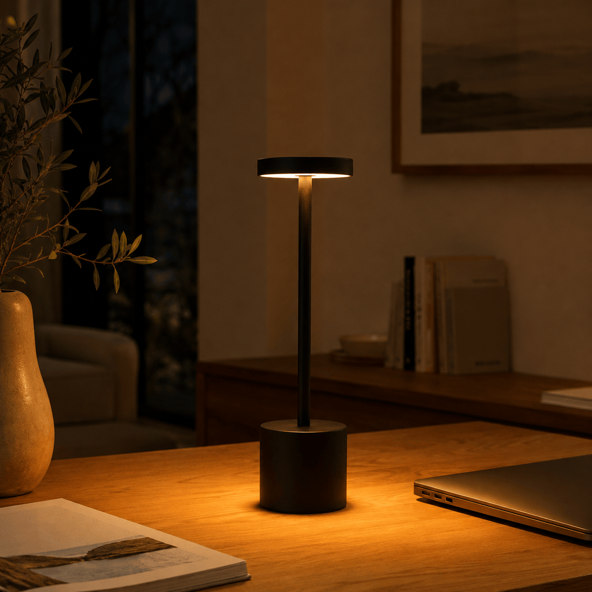 Rise-Light Kabellose LED Tischlampe Metall, Akku, Touch dimmbar