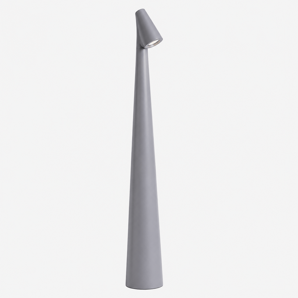 Rise-Light Grau Kabellose LED Tischlampe mit Akku, Dimmbar, Holz Design, USB-C