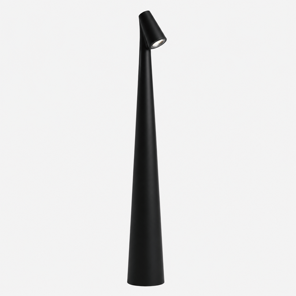 Rise-Light Schwarz Kabellose LED Tischlampe mit Akku, Dimmbar, Holz Design, USB-C