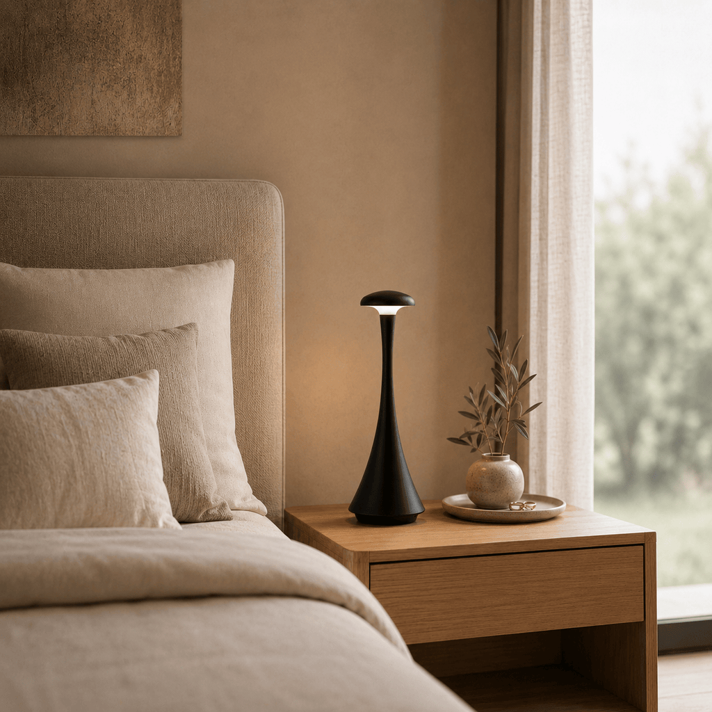 Rise-Light Kabellose LED Tischlampe mit Akku, Touch dimmbar, 3 Lichtfarben, Aluminium