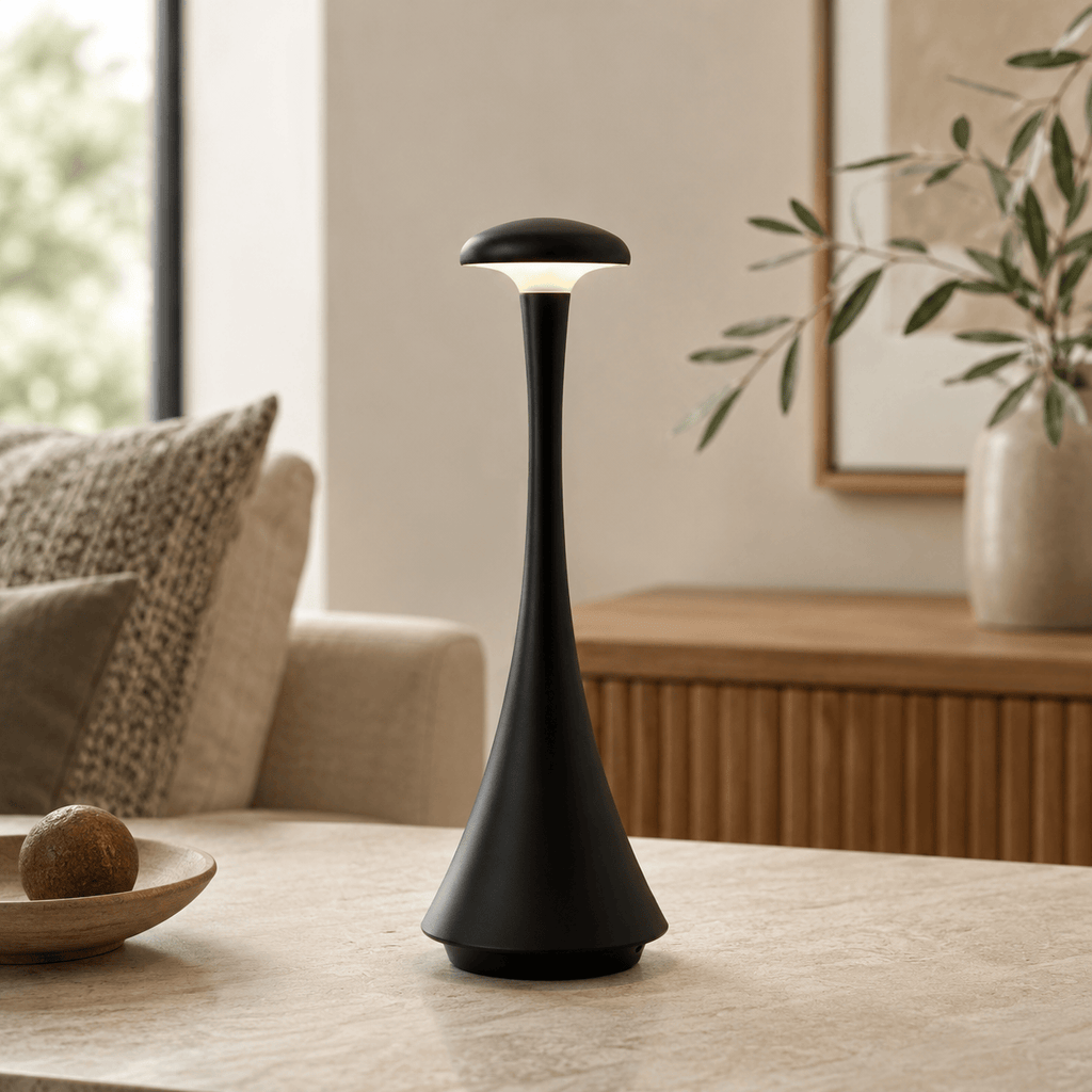Rise-Light Kabellose LED Tischlampe mit Akku, Touch dimmbar, 3 Lichtfarben, Aluminium