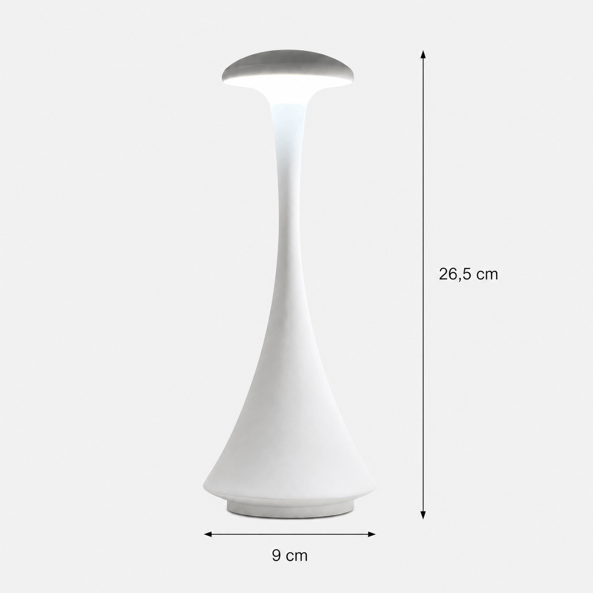 Rise-Light warmweiß Kabellose LED Tischlampe mit Akku, Touch dimmbar, 3 Lichtfarben, Aluminium