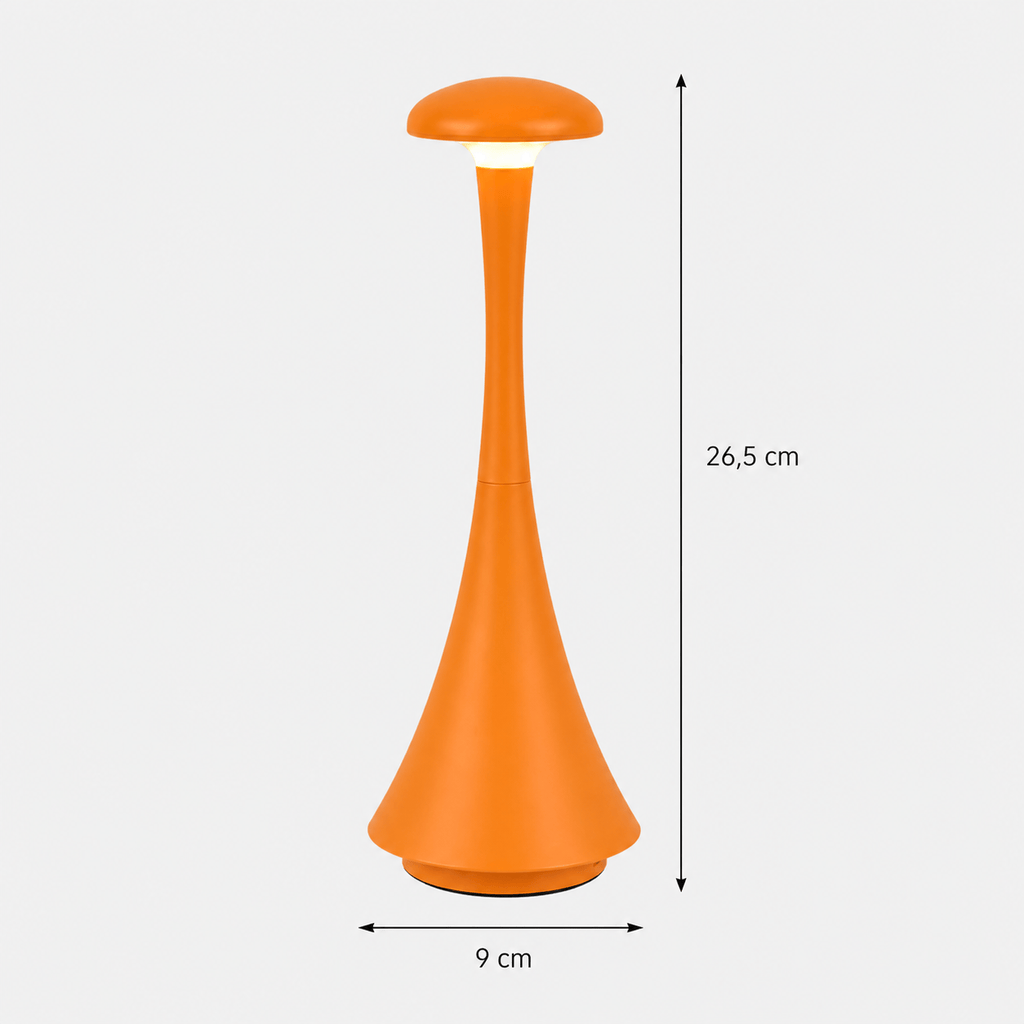 Rise-Light Orange Kabellose LED Tischlampe mit Akku, Touch dimmbar, 3 Lichtfarben, Aluminium