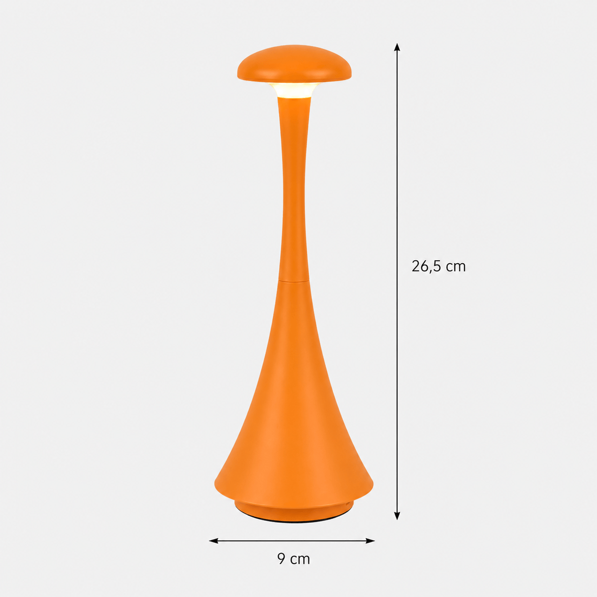 Rise-Light Orange Kabellose LED Tischlampe mit Akku, Touch dimmbar, 3 Lichtfarben, Aluminium