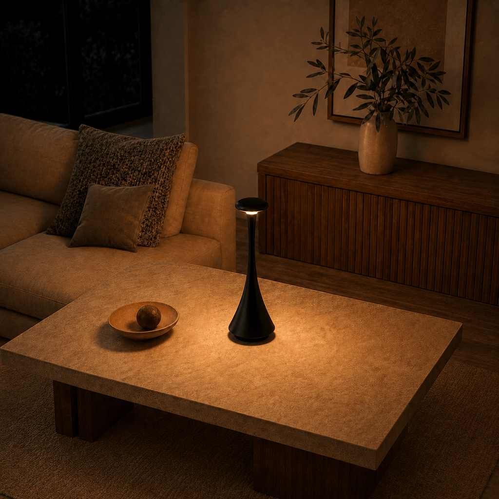 Rise-Light Kabellose LED Tischlampe mit Akku, Touch dimmbar, 3 Lichtfarben, Aluminium