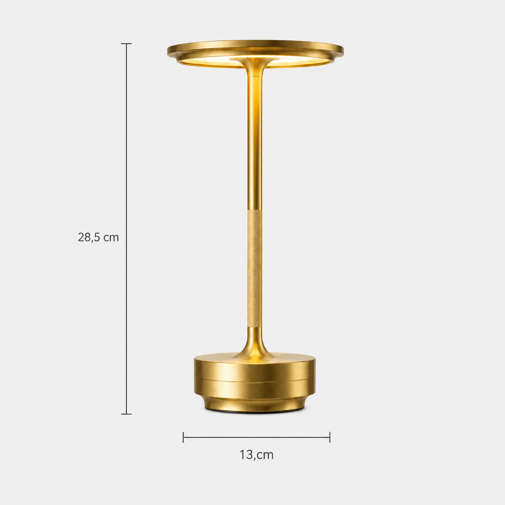 Rise-Light Gold Kabellose LED-Tischleuchte, dimmbar, moderne Metall-Tischleuchte
