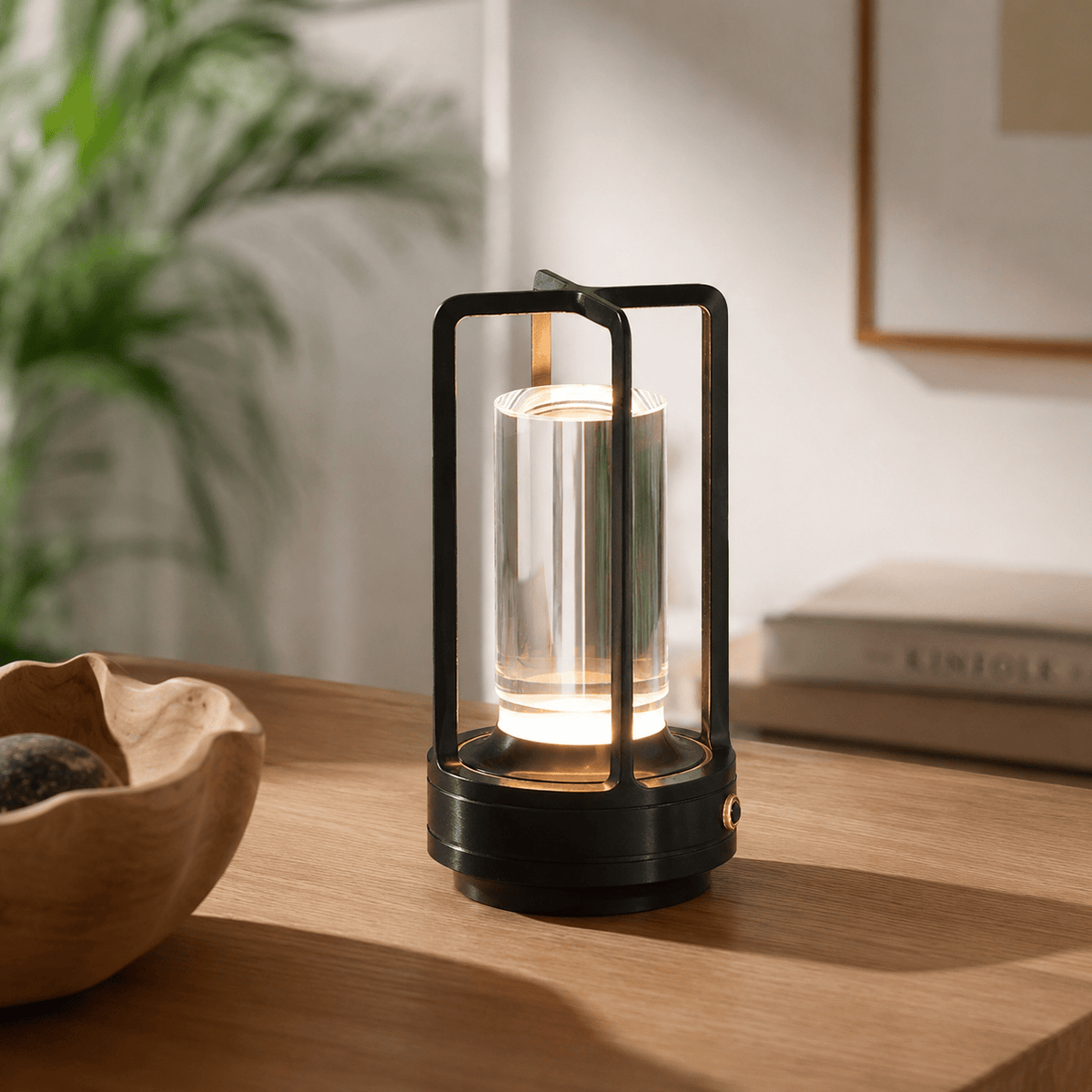 Rise-Light Kristall Tischlampe LED kabellos, Dimmbare Tischleuchte