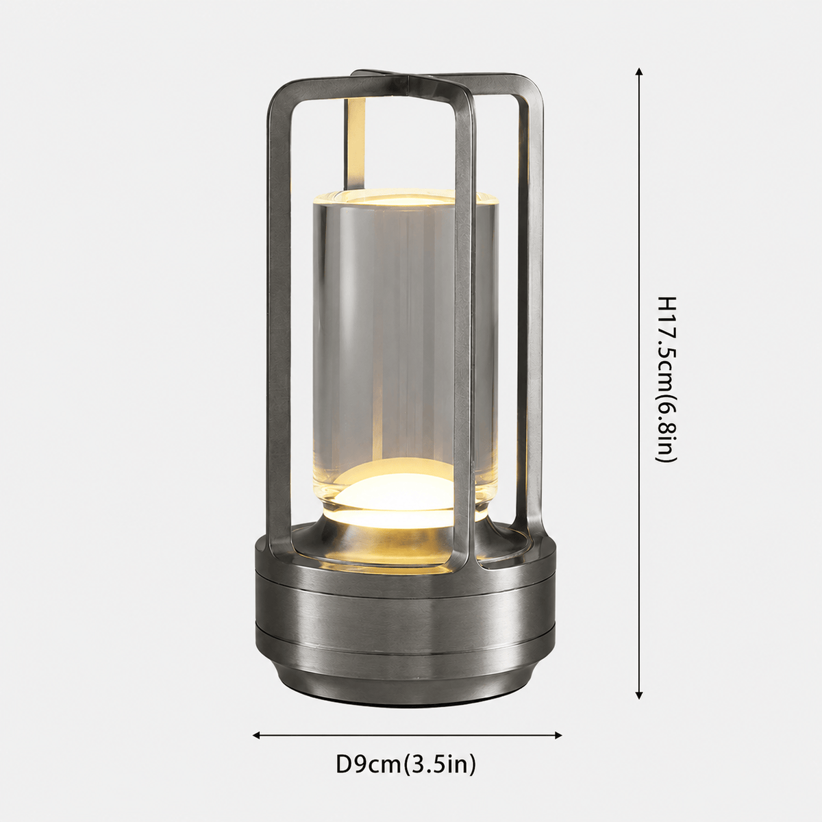 Rise-Light Silber Kristall Tischlampe LED kabellos, Dimmbare Tischleuchte