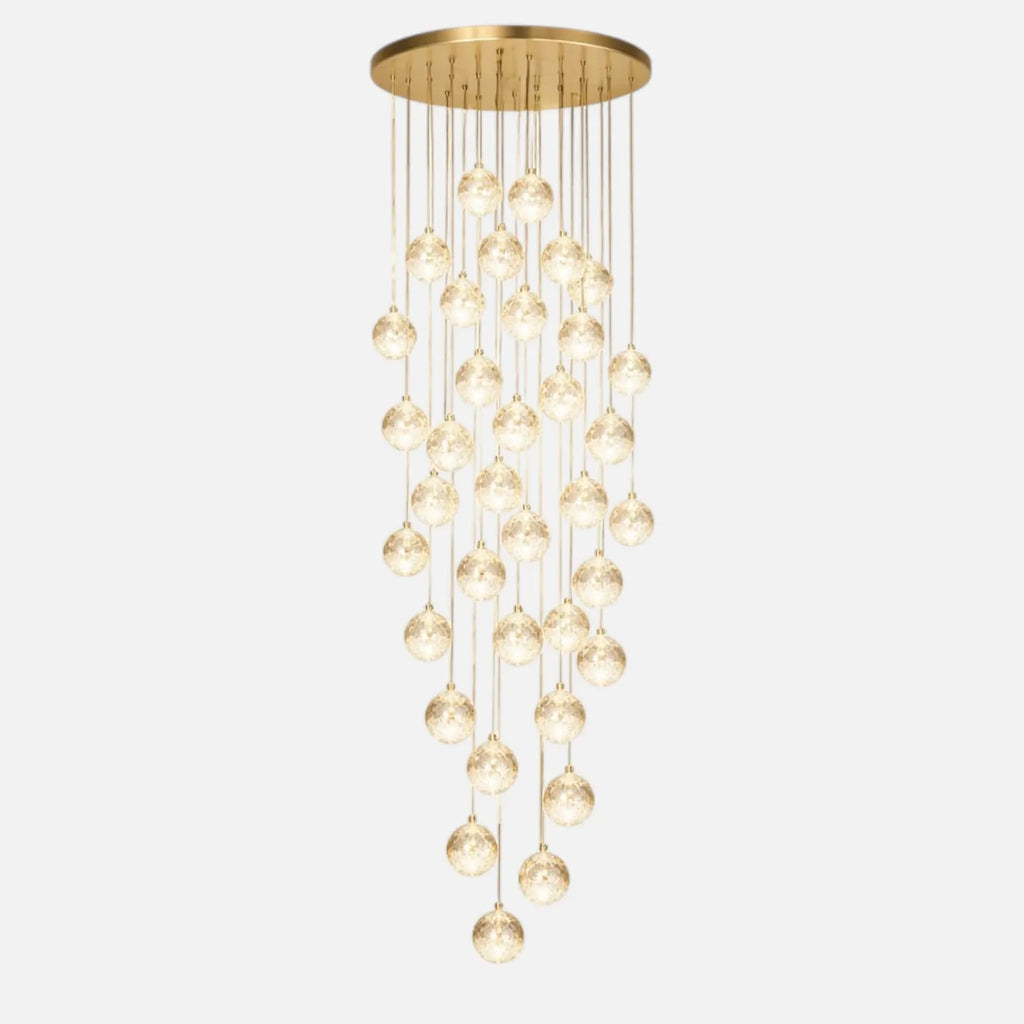 Rise-Light Gold / 36 Kristallkugel Kronleuchter