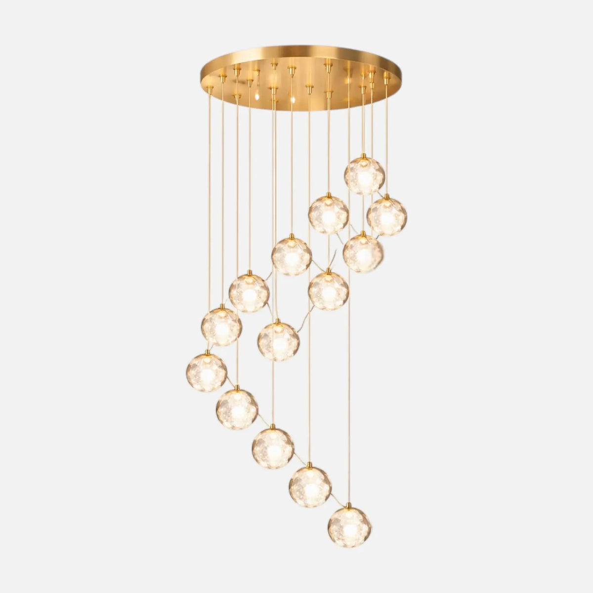 Rise-Light Gold / 14 Kristallkugel Kronleuchter