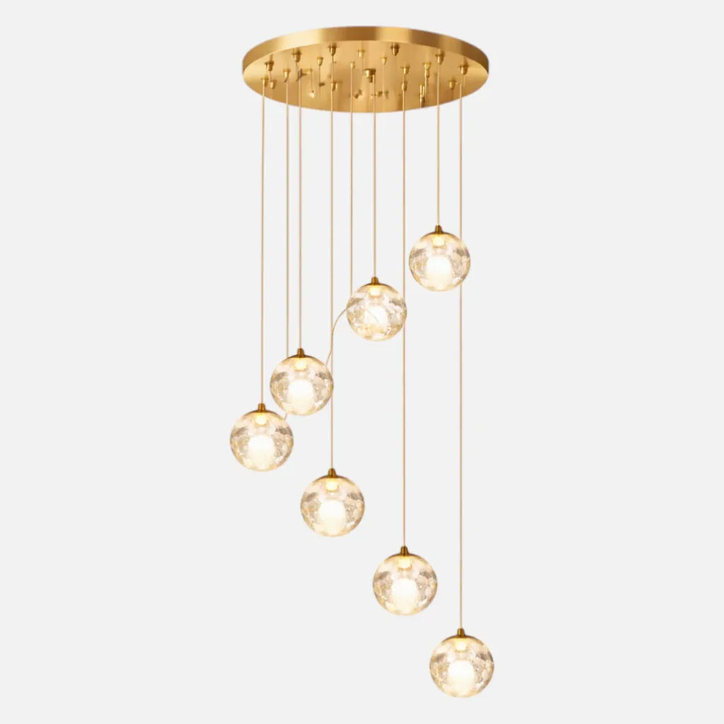 Rise-Light Gold / 7 Kristallkugel Kronleuchter