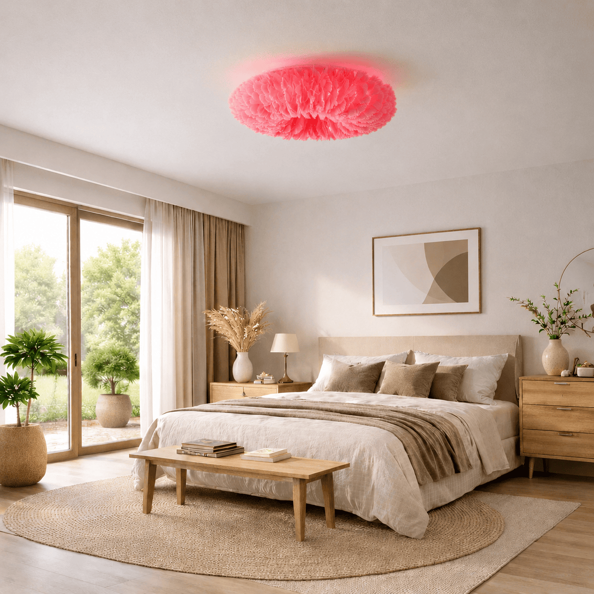 Rise-Light Rosa / 50 cm LED-Deckenleuchte mit Federn