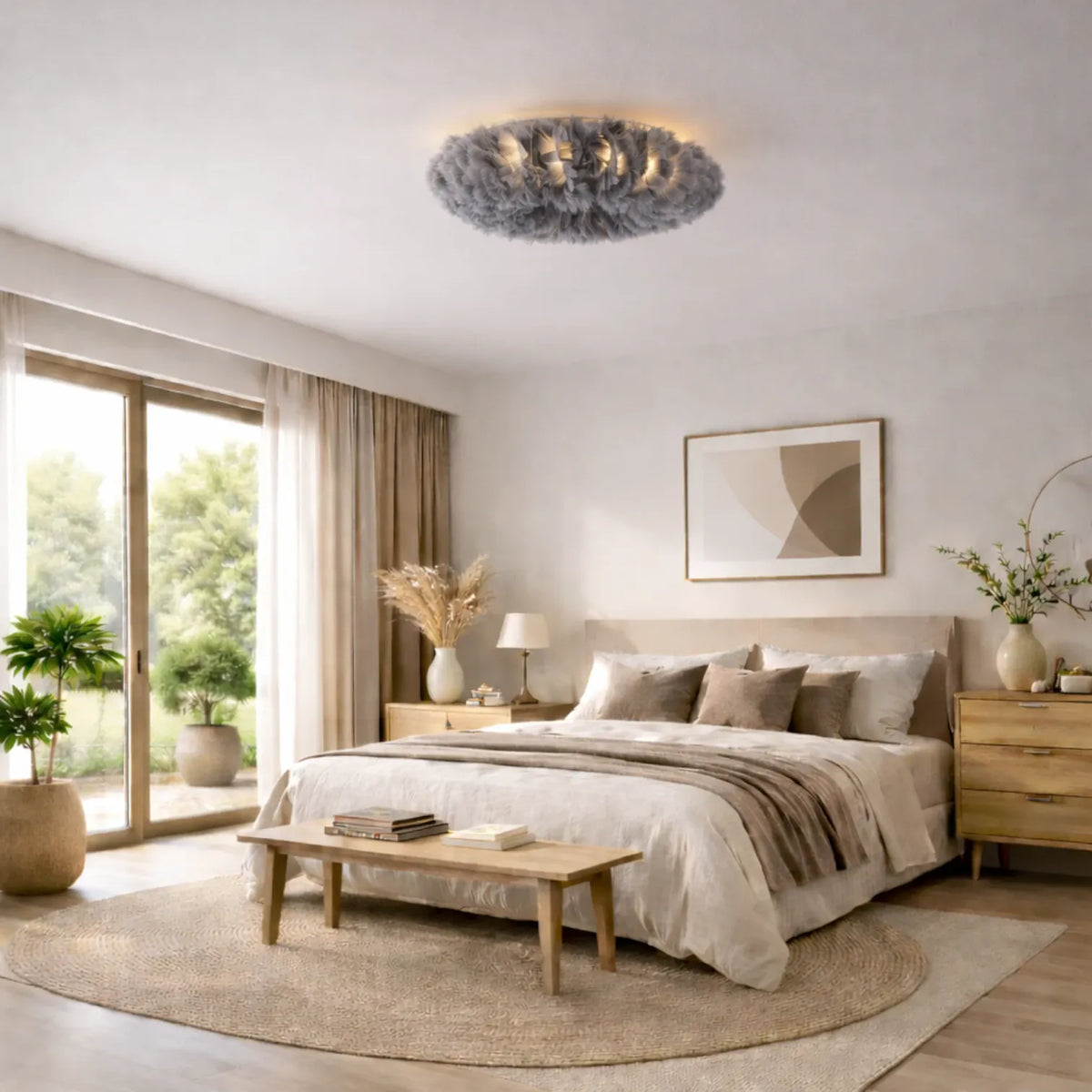 Rise-Light Grau / 50 cm LED-Deckenleuchte mit Federn