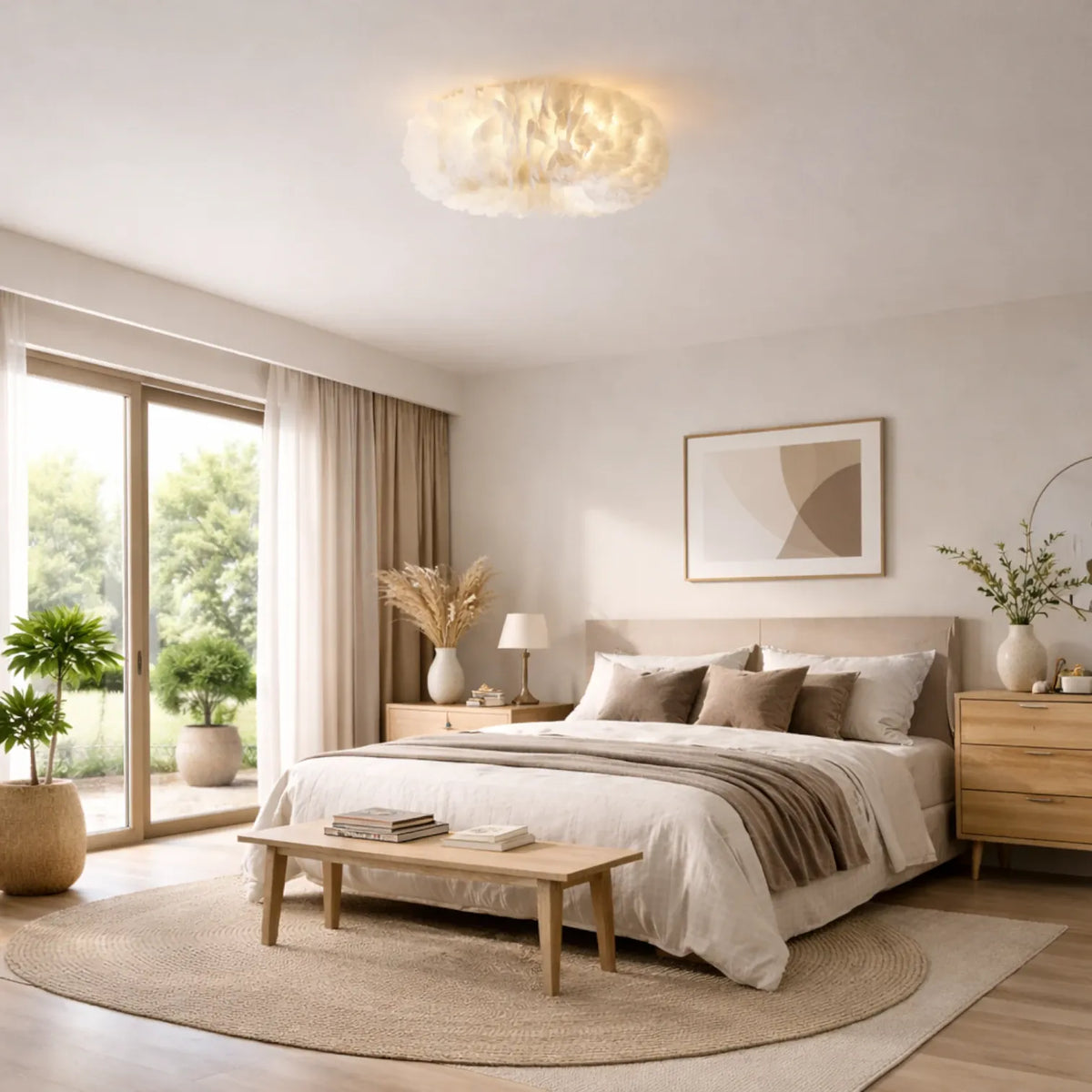 Rise-Light Weiß / 50 cm LED-Deckenleuchte mit Federn
