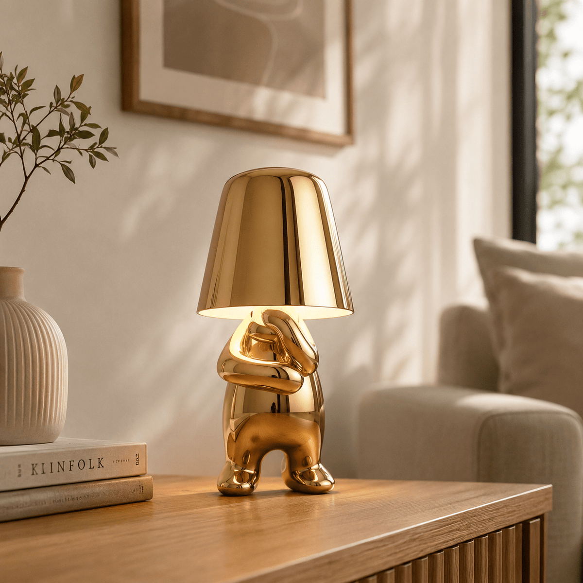 Rise-Light LED Figuren Tischlampe, Kabellos, Touch dimmbar, Modernes Design