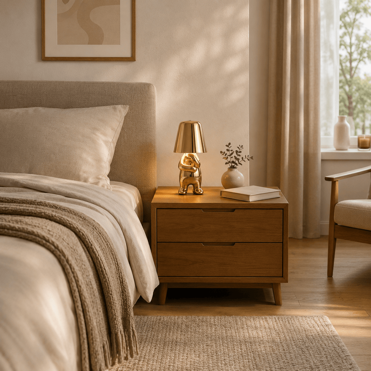 Rise-Light LED Figuren Tischlampe, Kabellos, Touch dimmbar, Modernes Design