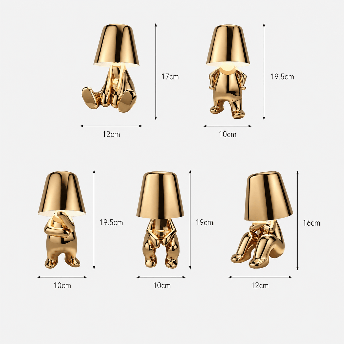 Rise-Light LED Figuren Tischlampe, Kabellos, Touch dimmbar, Modernes Design