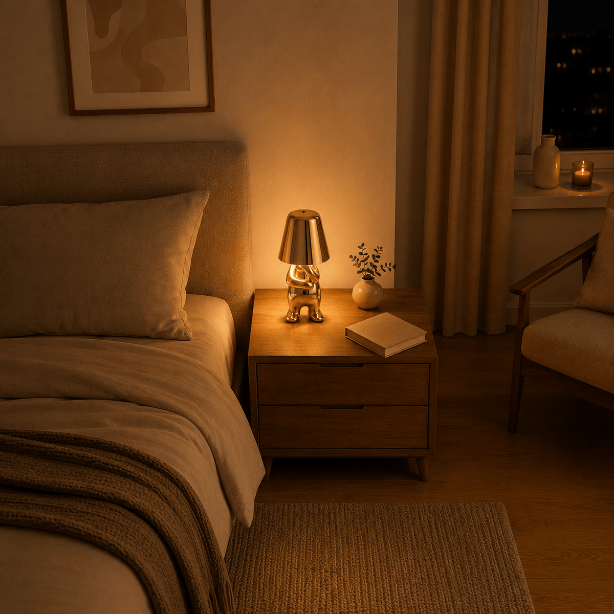 Rise-Light LED Figuren Tischlampe, Kabellos, Touch dimmbar, Modernes Design