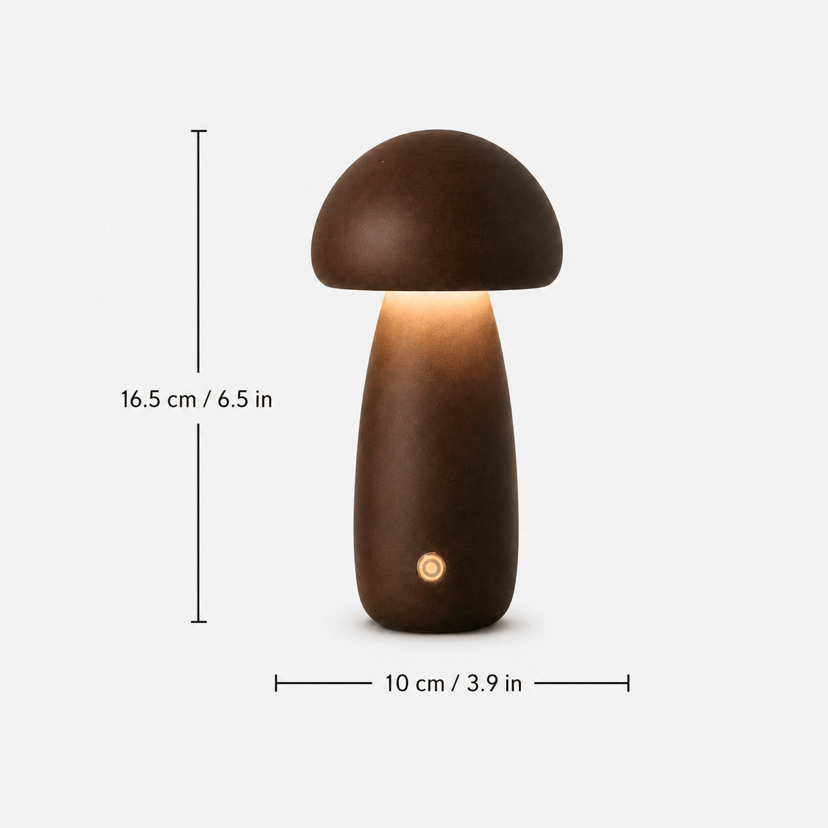 Rise-Light bois foncé / Modell A LED Pilz Tischlampe Holz, Dimmbar, Kabellos, Akku, USB