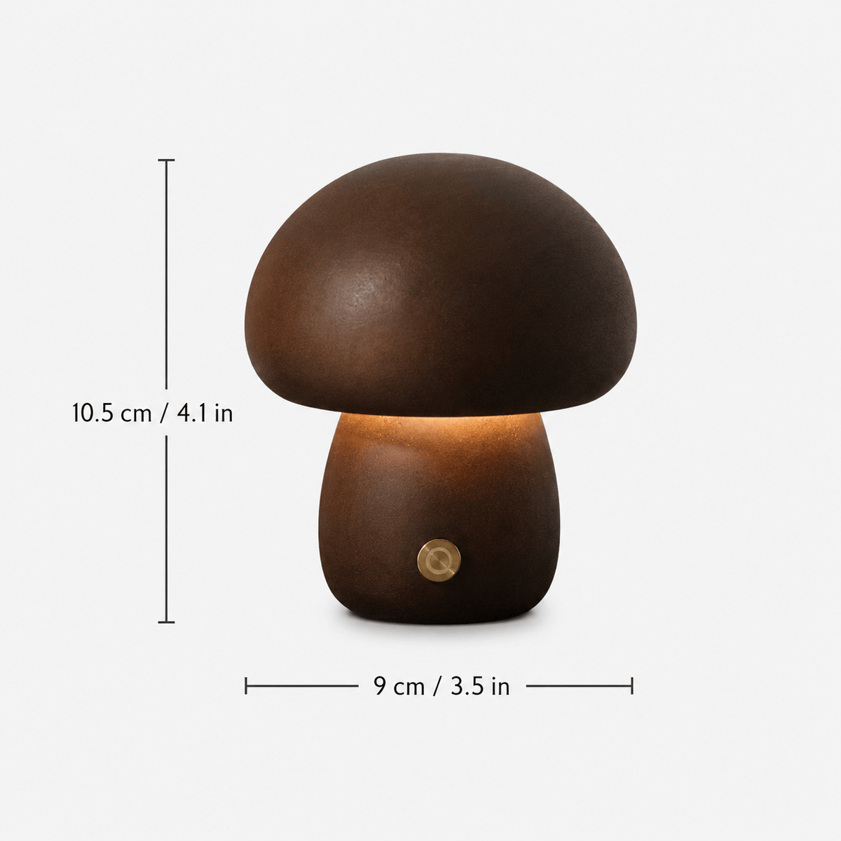 Rise-Light bois foncé / Modell B LED Pilz Tischlampe Holz, Dimmbar, Kabellos, Akku, USB
