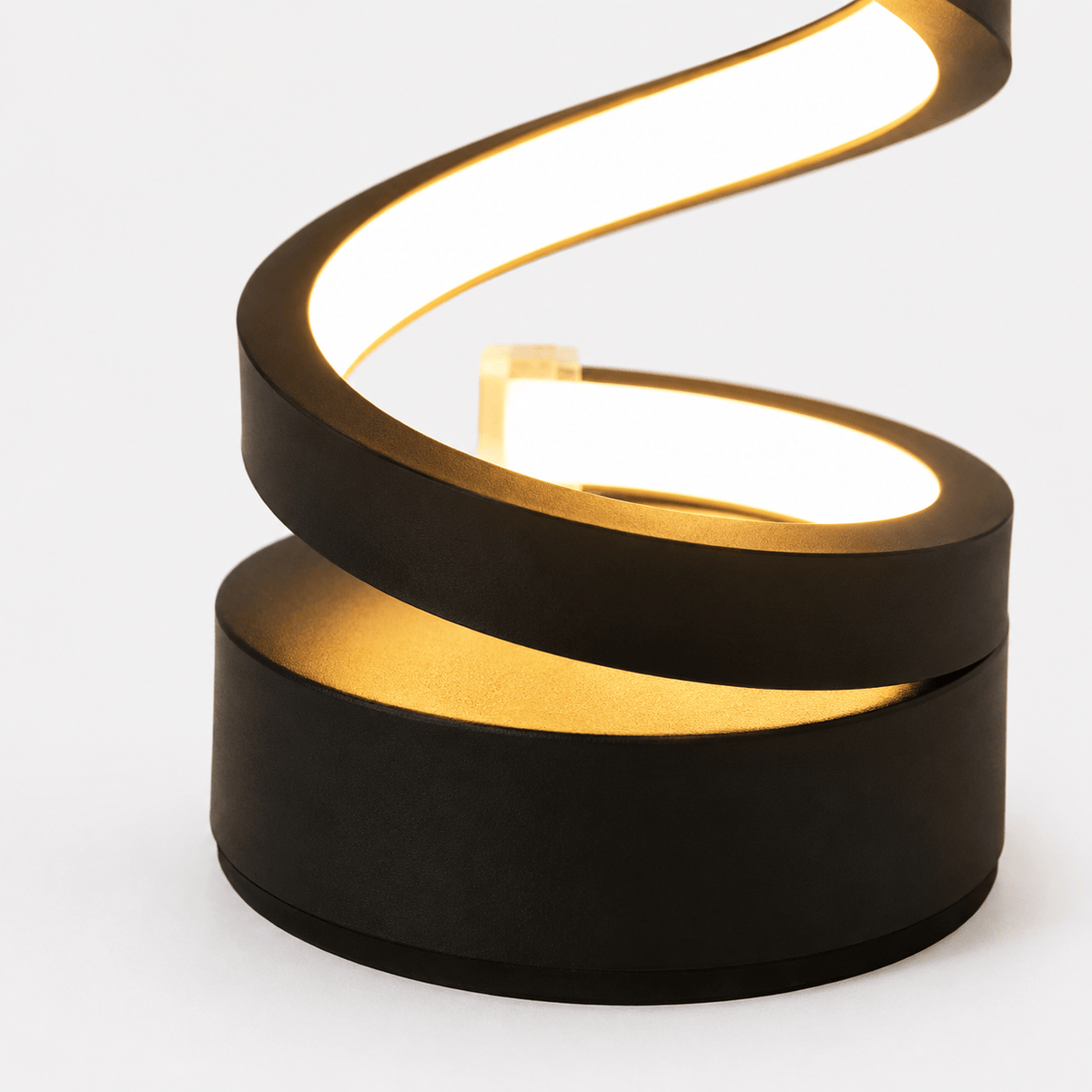 Rise-Light Schwarz LED Tischlampe Spiral Design, Dimmbar, 3 Lichtfarben, USB oder Akku