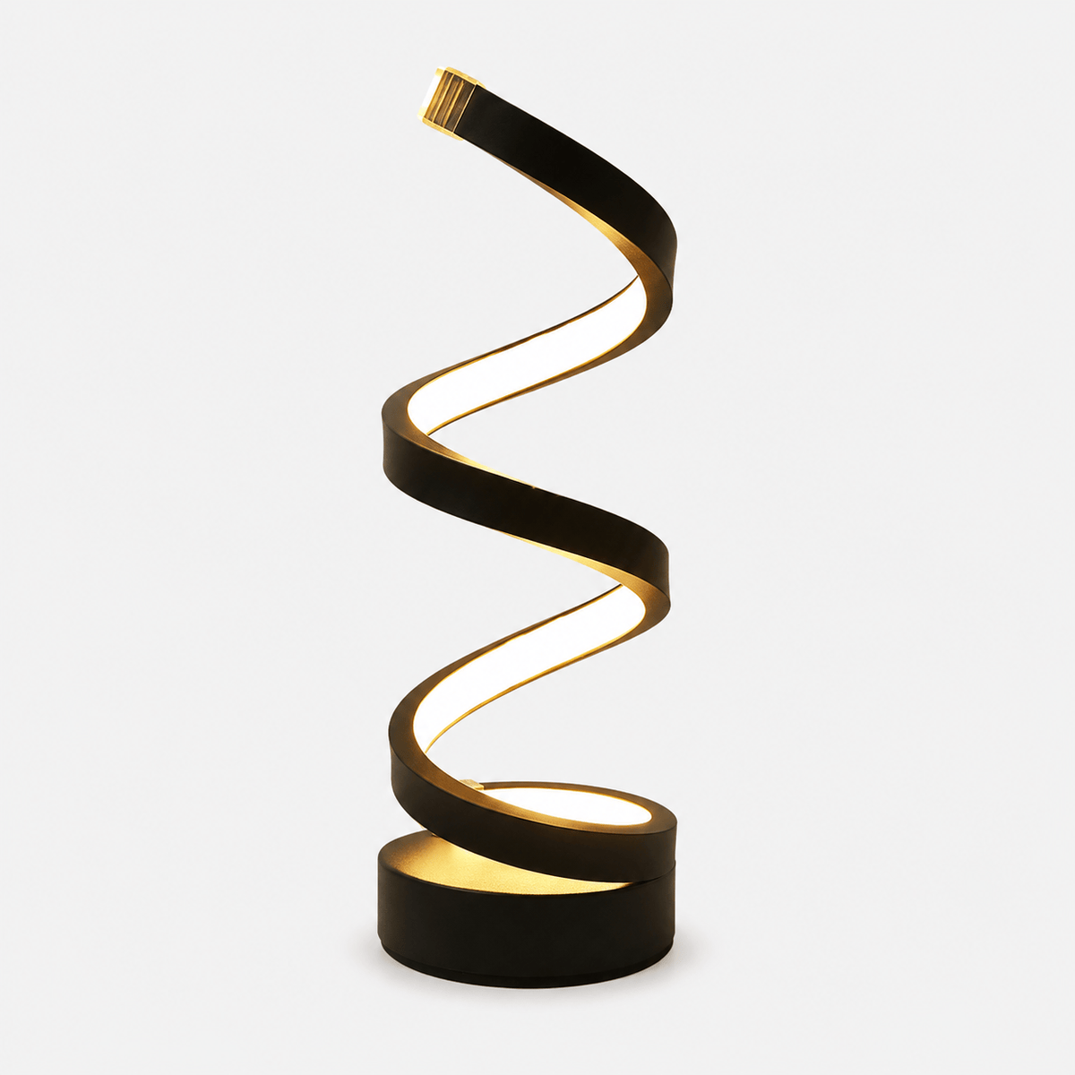 Rise-Light Schwarz LED Tischlampe Spiral Design, Dimmbar, 3 Lichtfarben, USB oder Akku