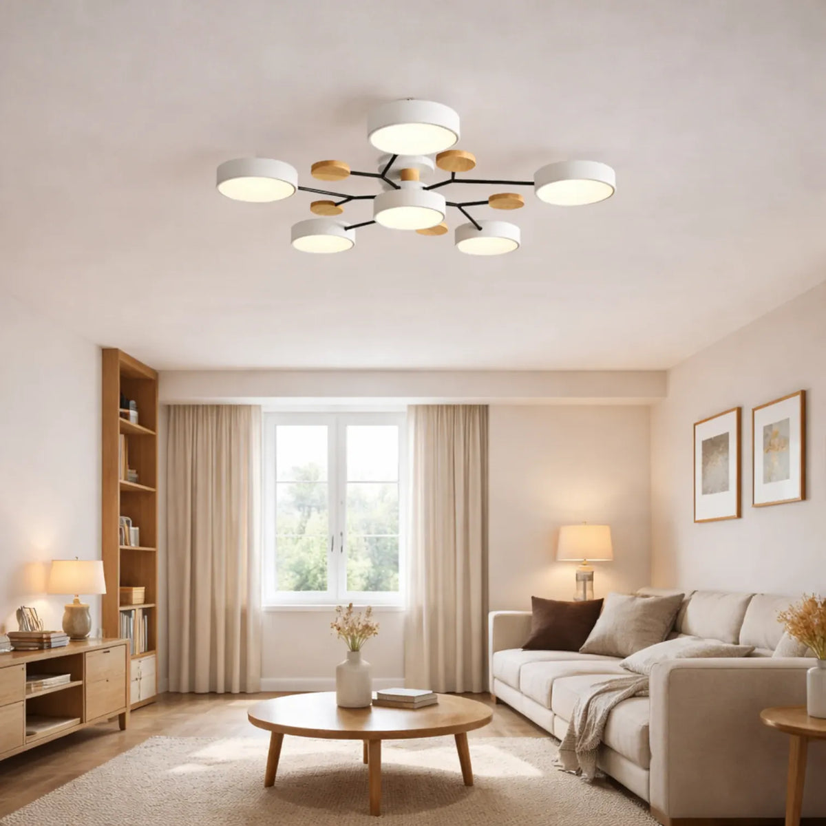 Rise-Light Moderne LED-Deckenleuchte aus Holz Minimalistische