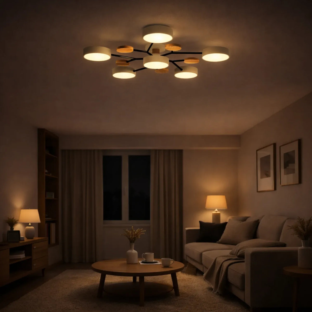 Rise-Light Moderne LED-Deckenleuchte aus Holz Minimalistische