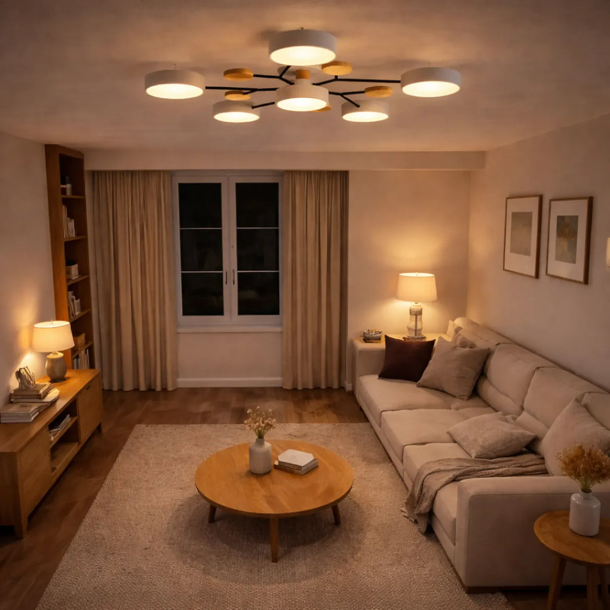 Rise-Light Moderne LED-Deckenleuchte aus Holz Minimalistische