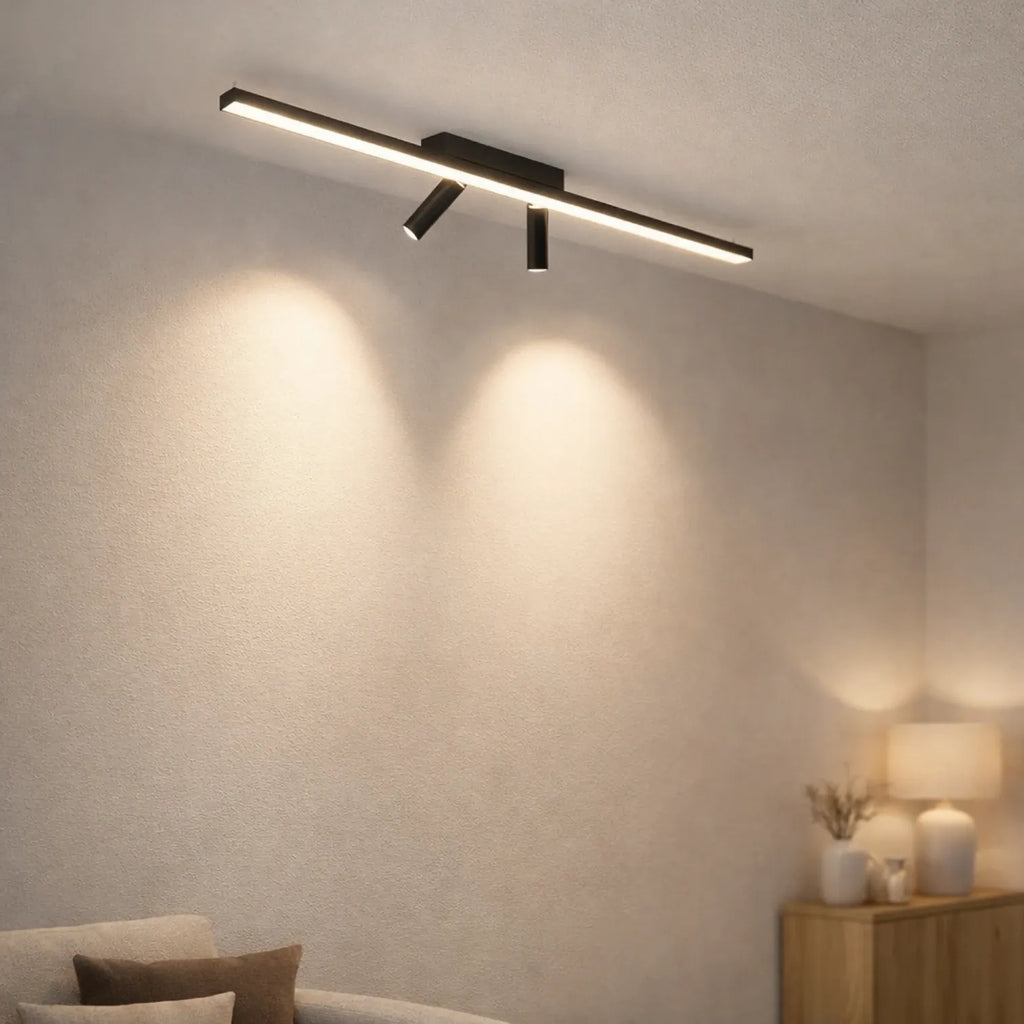 Rise-Light Schwarz Moderne LED-Deckenleuchte mit Spots