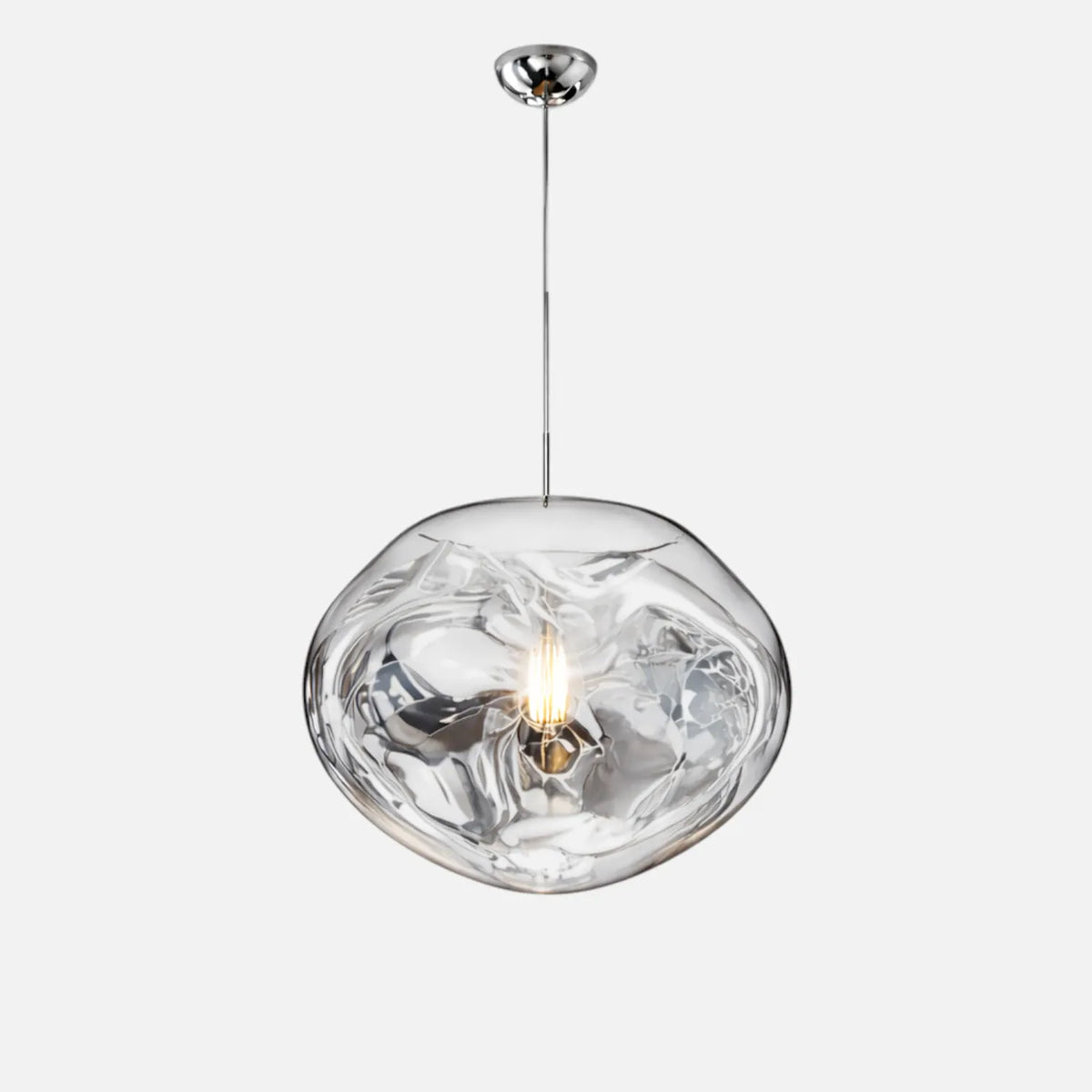 Rise-Light Silber / 40 cm Moderne Pendelleuchte aus Glas