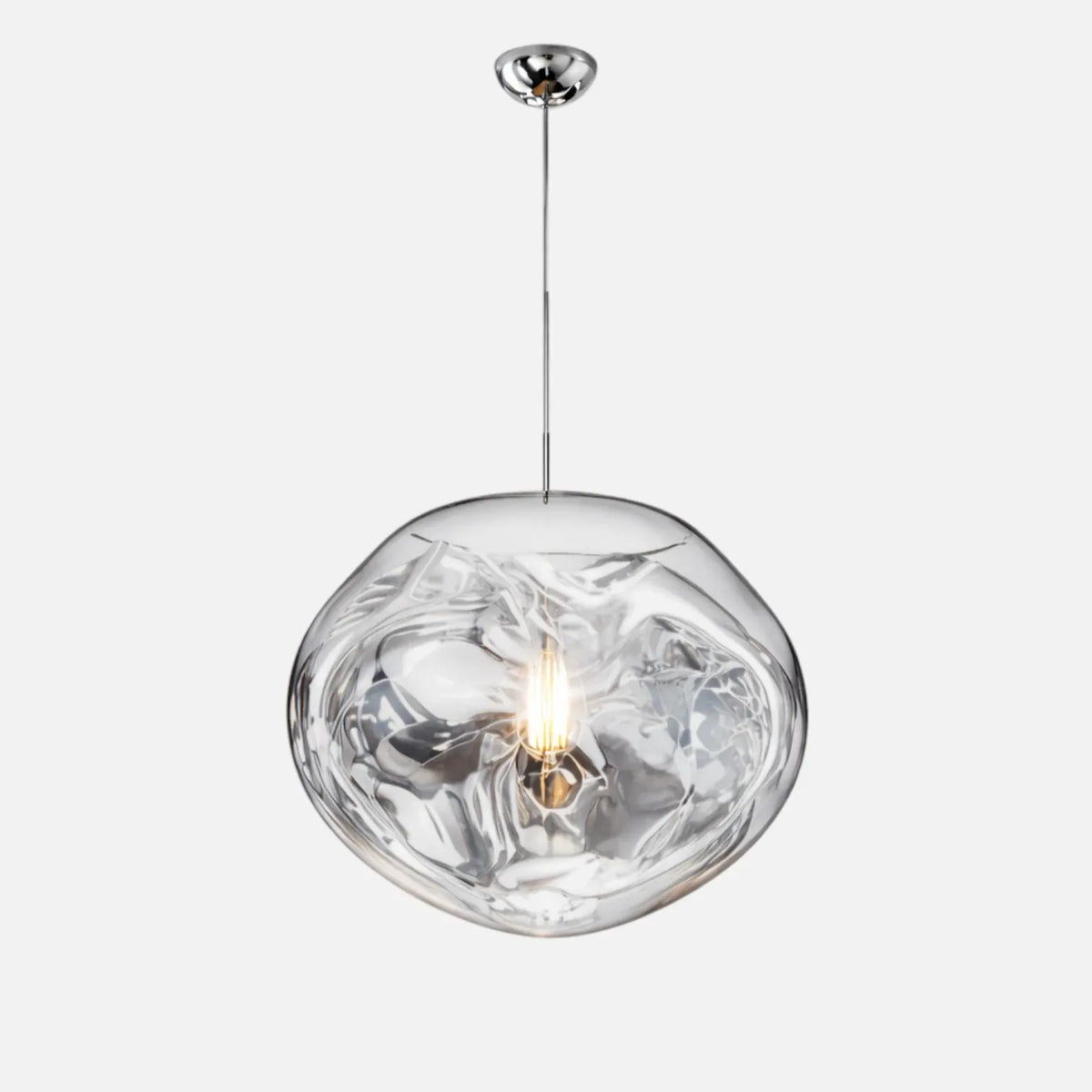Rise-Light Silber / 50 cm Moderne Pendelleuchte aus Glas